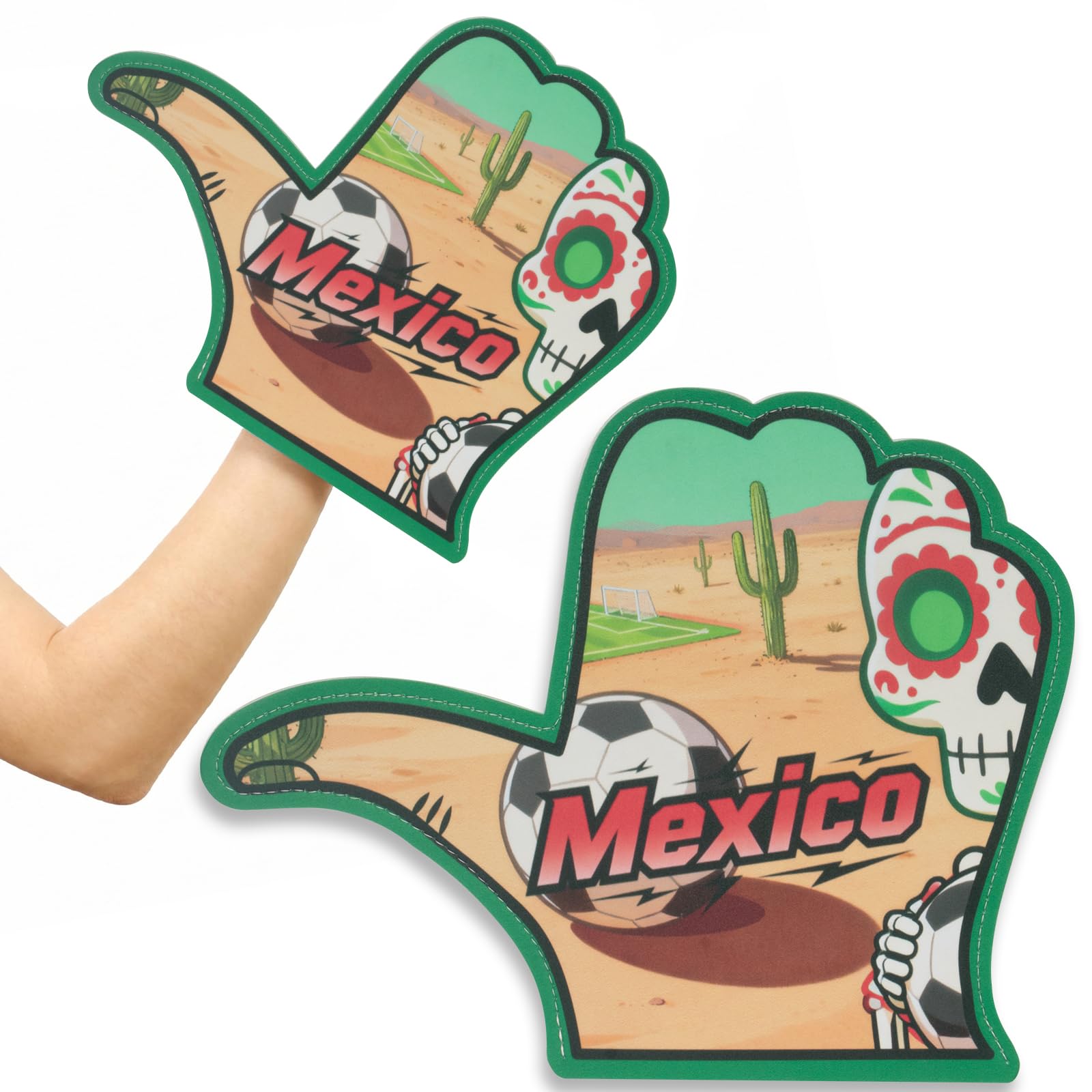 Photo 1 of 11 Inch Giant Foam Finger for World Soccer Cup Mexican Flag Double-Sided Print Foam Hand for Soccer Match Games Cheering International Tournament Sports Fan Cheering Props for Game Day Fan Gear