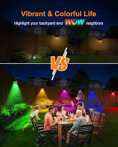 Miniatura 3 de GVSHINE Luces solares para valla al aire libre, impermeables, paquete de 8 luces solares de pared de 3 lentes para exteriores, 5 modos de luz blanca