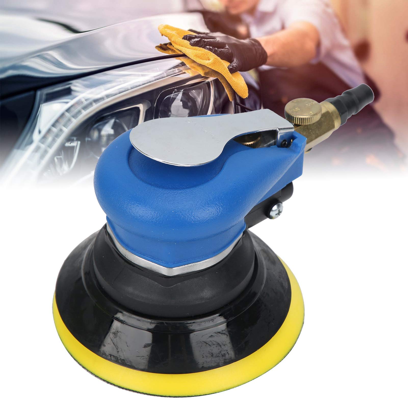 Máquina de Pulido neumático de 5 Pulgadas lijadora Orbital ergonómica con Almohadilla de lijadora Baja Consumo de Aire Alta Estabilidad para la Belleza del automóvil