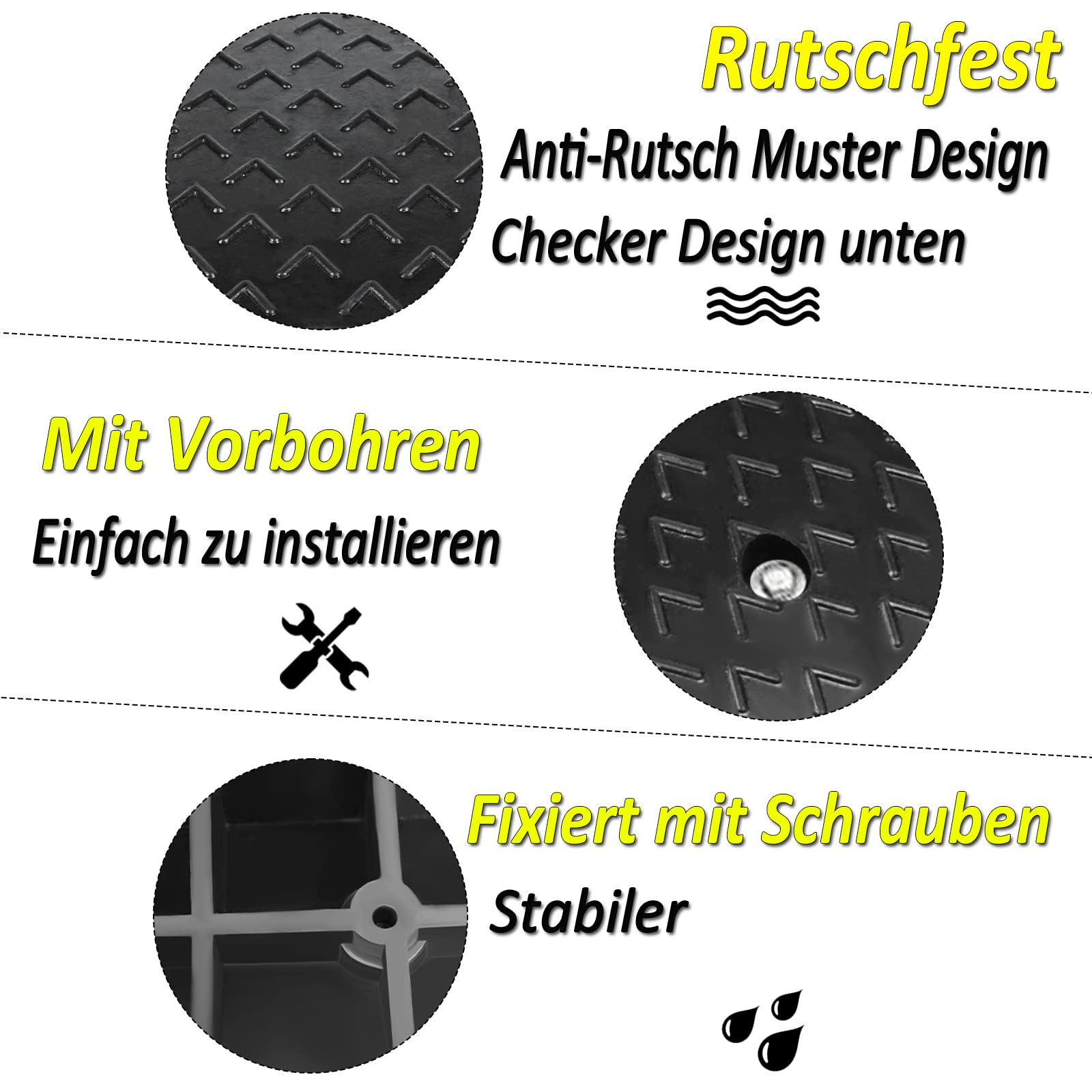 Zestaw 2 gumowych ramp do drzwi dla wózków inwalidzkich, wysokość 11 cm, rampa progowa do samochodu, wózka inwalidzkiego, motocykla, chodzika, kolor czarny