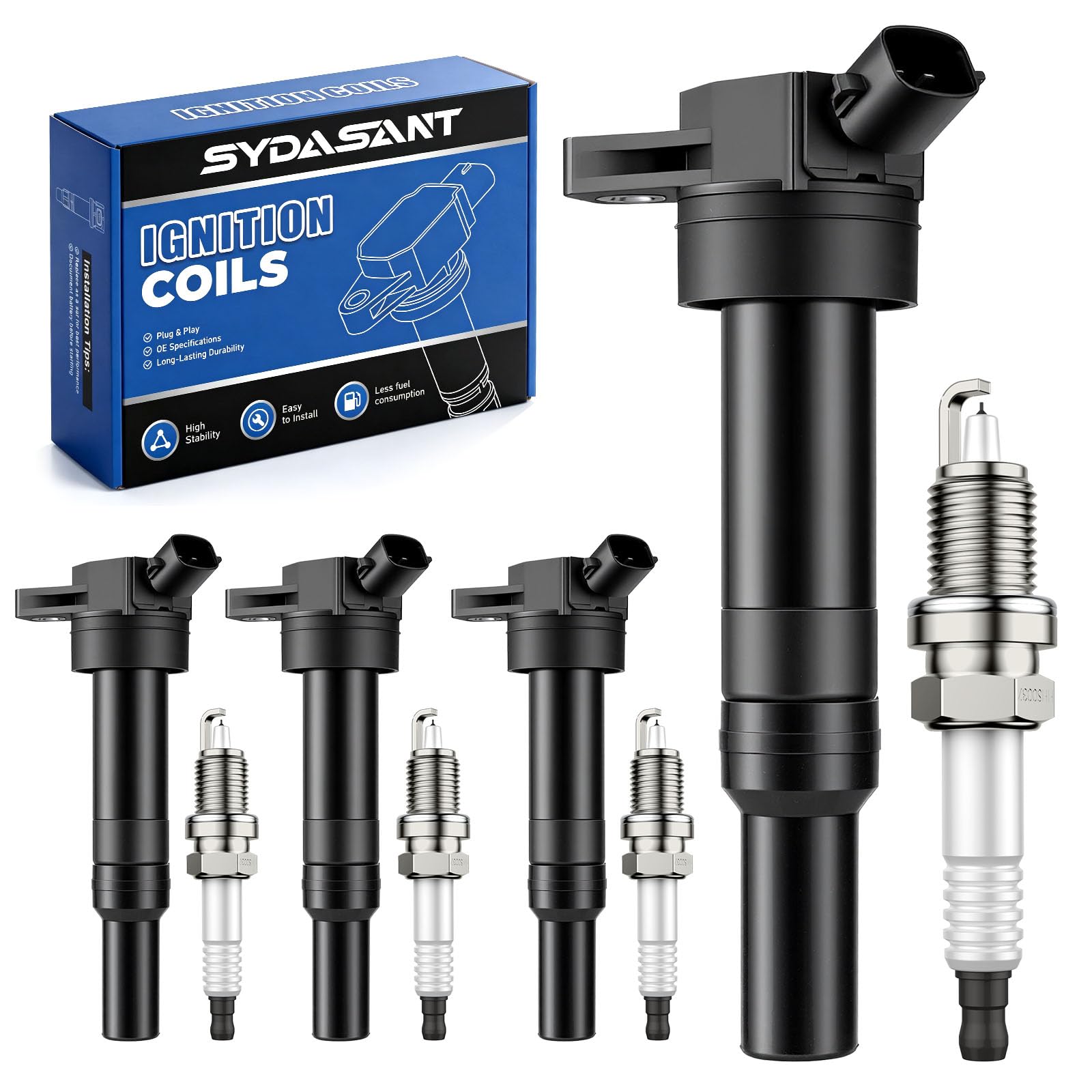 Photo 1 of 4 Ignition Coil Packs & Iridium Spark Plugs Compatible with 1.8L 2.0L 2012-2020 Hyundai Elantra Kia Soul, 2014-2020 Tucson, 2014-2018 Kia Forte L4 Replace for UF651 9686 C1804