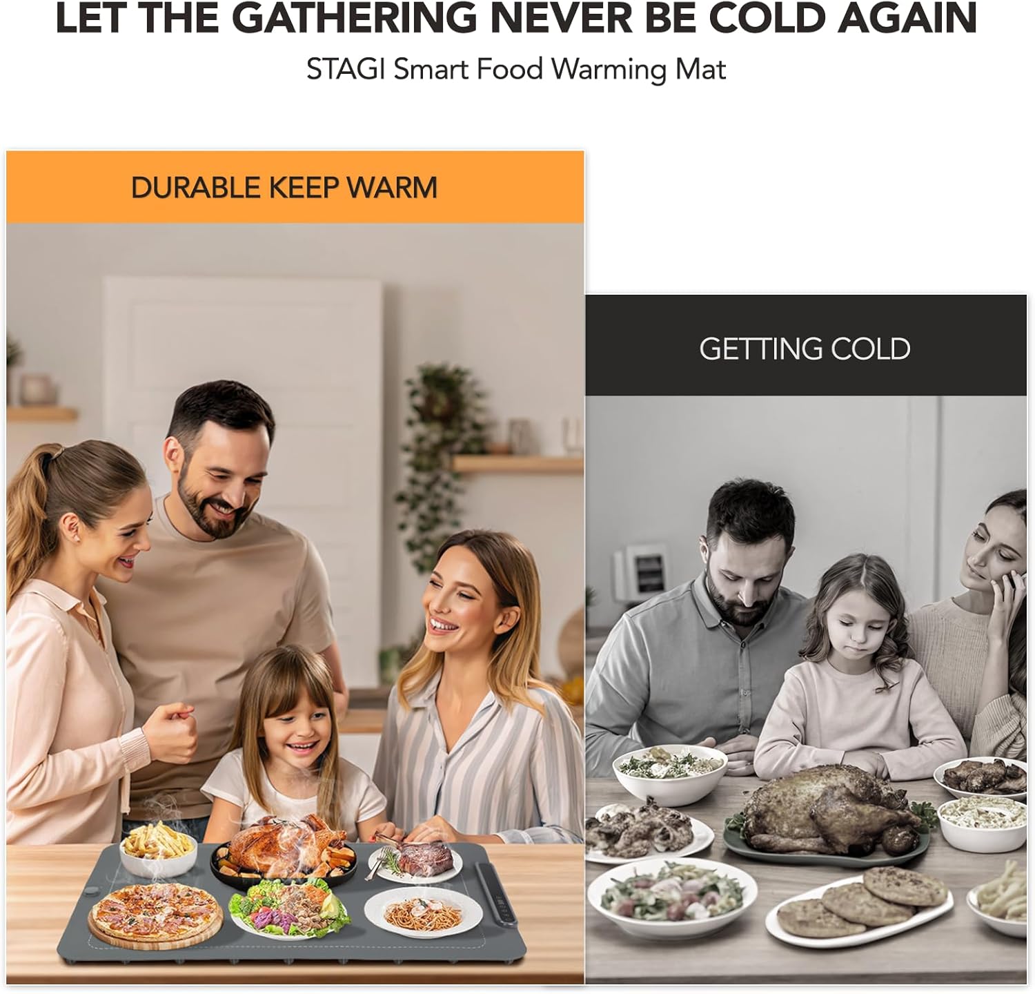 STAGI Food Warming Mat for Buffets & Parties, 7-Temp Electric Warming Tray, Large Silicone Heating Pad with Timer & Child Lock, Portable Hot Plate for Countertop, Chafing Dish Alternative