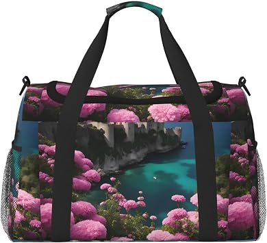 Sea With Many Flowers Lightweight Waterproof Large Capacity Handheld Shoulder Crossbody Travel Bag Personal Belongings Organizer Bag