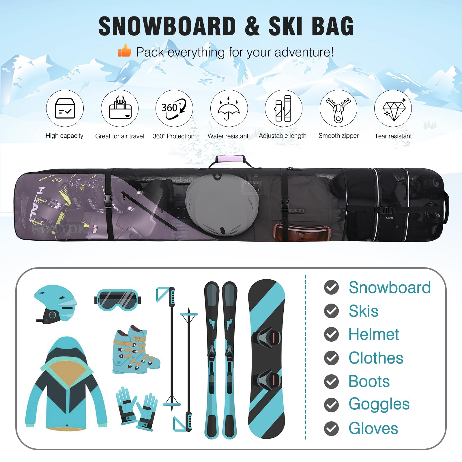 FIXITOK Bolsa de snowboard