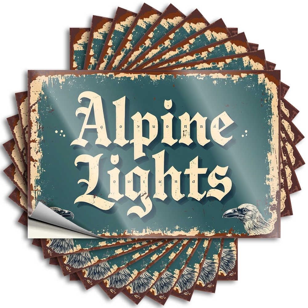 Backyard Accessories Tattoos Durable Case | Alpine Lights: A Vintage Sign with Eagles Neutral Self Adhesive Sticker for Dry DIY(8X12CM)