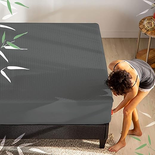 THE SLEEP COMPANY Pure Bamboo Mattress Protector Soft & Breathable Spill Proof...
