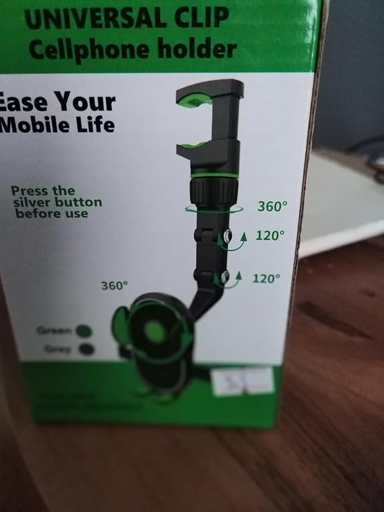360° Derece Dönebilir Ayarlanabilir Araç İçi Telefon Tutucu, Tutacağı,Tutacak,Dikiz Anasına Takılabilen Telefon Tutucu