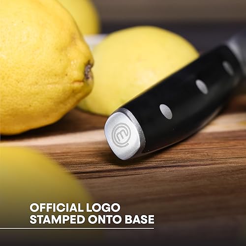 Miniatura 4 de MasterChef Cuchillo de cocina de 9.5 pulgadas con hoja de acero inoxidable de alto carbono y asas triples remachadas, cuchillo de chef de calidad