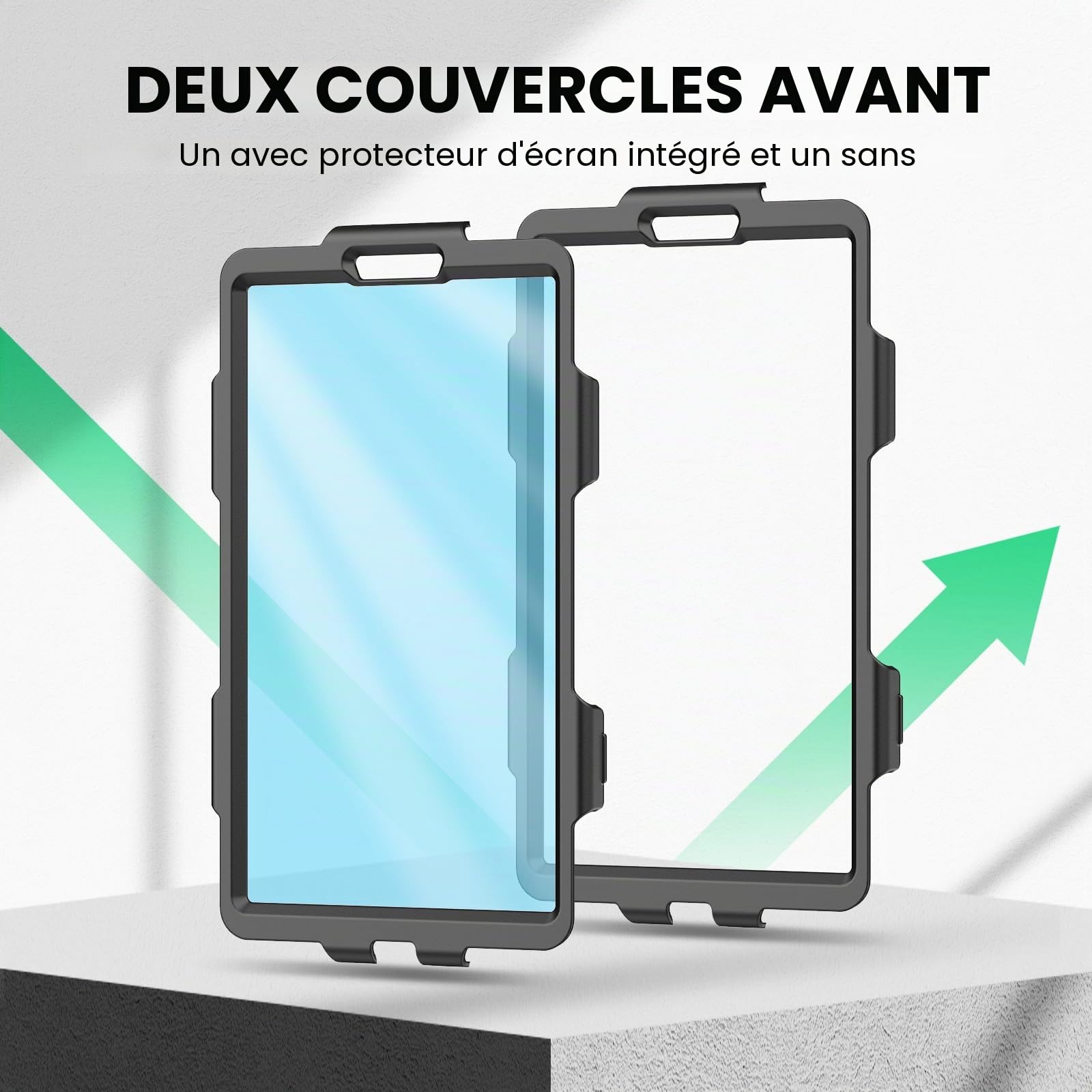 SEYMAC Coque pour Samsung Galaxy Tab A11/A9 8.7 Pouces 2025/2023,Coque Antichoc pour Galaxy A11 avec Protecteur D'écran,Support Rotatif à 360°/Dragonne,Bandoulière,avec Porte-Stylo,Noir