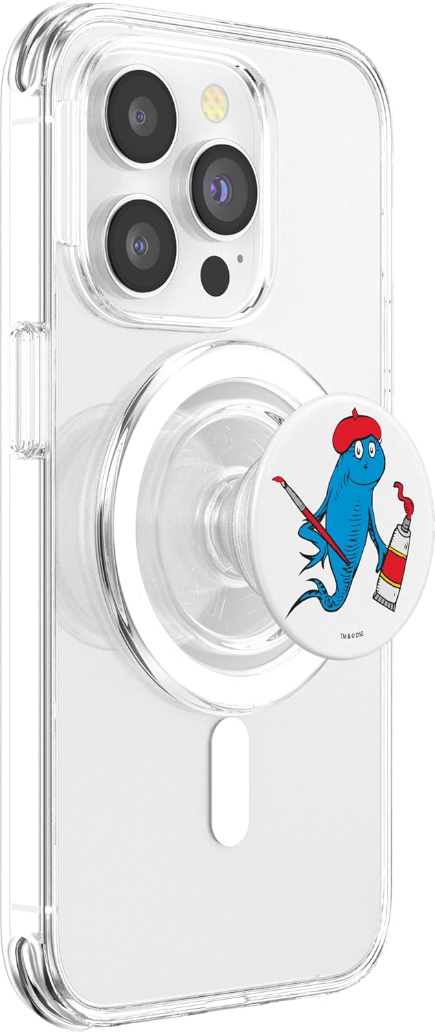 Dr. Seuss Blue Fish Painter Fish PopSockets MagSafe PopGrip for iPhone