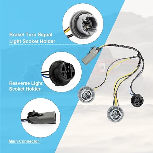 Miniatura 3 de Enchufe de luz trasera y arnés de cableado, JL3Z-13412-A, enchufe de lámpara trasera para Ford Pickup F150 F-150 2018 2019 2020 sin bombilla