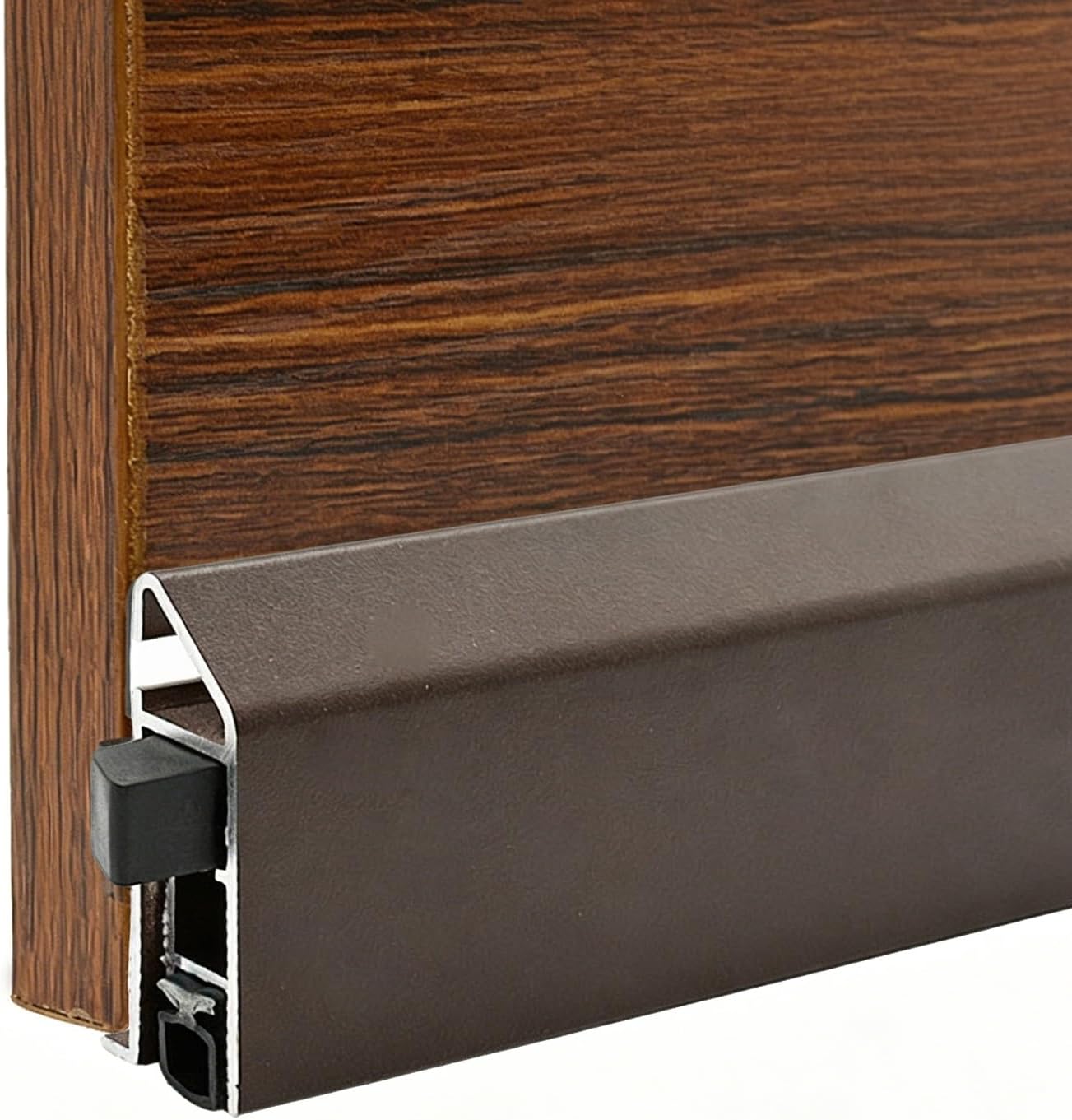 Zamiatanie dolne drzwi automatycznych ze stopu aluminium | Czarny Srebrny Brązowy Wiele rozmiarów boku drzwi: wychylenie dolne drzwi(Brown,19.6in/50cm)