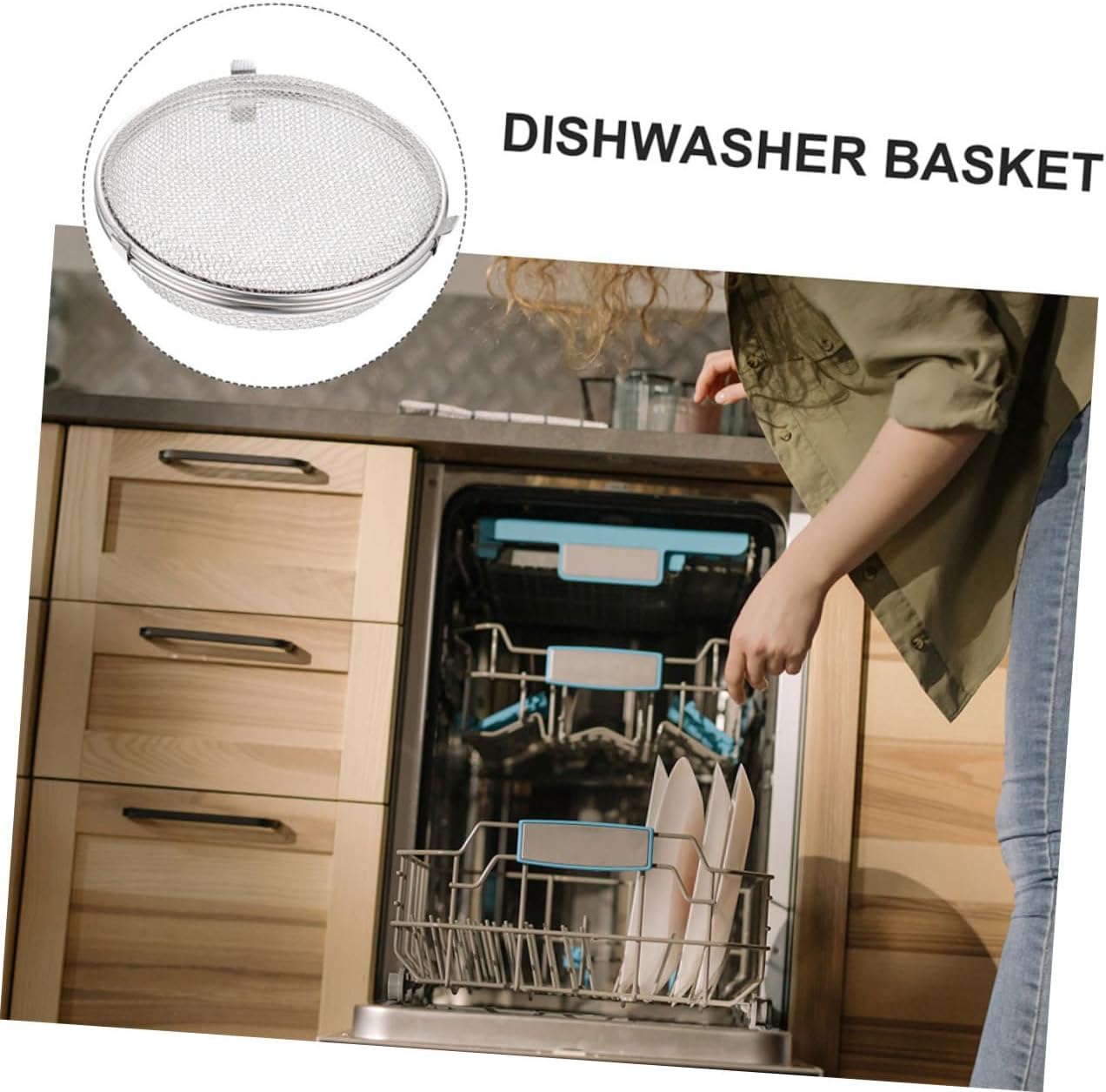 BESTOYARD Stainless Steel Dishwasher Basket for Items and Bottle Parts Rounded Storage Basket for Easy Cleaning Kitchen Utensil Holder Mesh Design for Baking Gadgets