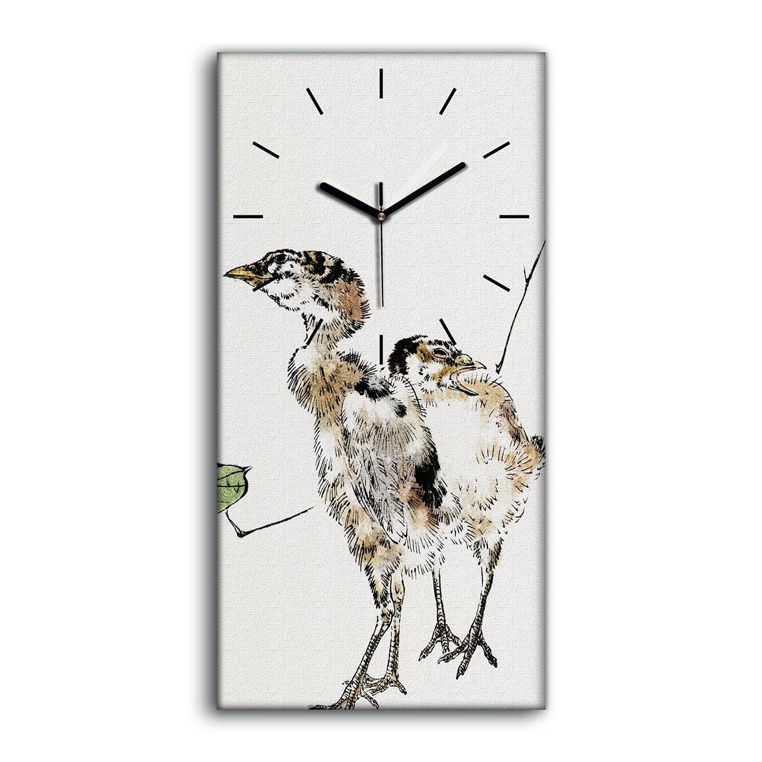 Horloge sur toile silencieuse Coloray 30x60cm sans tic-tac avec mécanisme à aiguilles noires