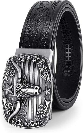 BELTROAD Mens Ratchet Western Belt Leather Cowboy Belts for Men with Automatic Western Buckle Belt for Jeans Christmas Gifts