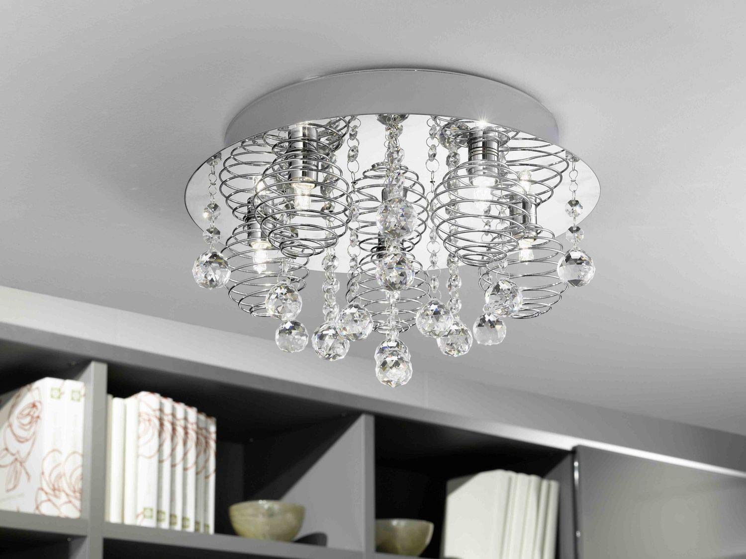 EGLO Deckenleuchte Fres 2 – Chrom/Transparent/Weiß, 6,5 X 25 X 8,5 Cm, Inkl. 6,33W LED