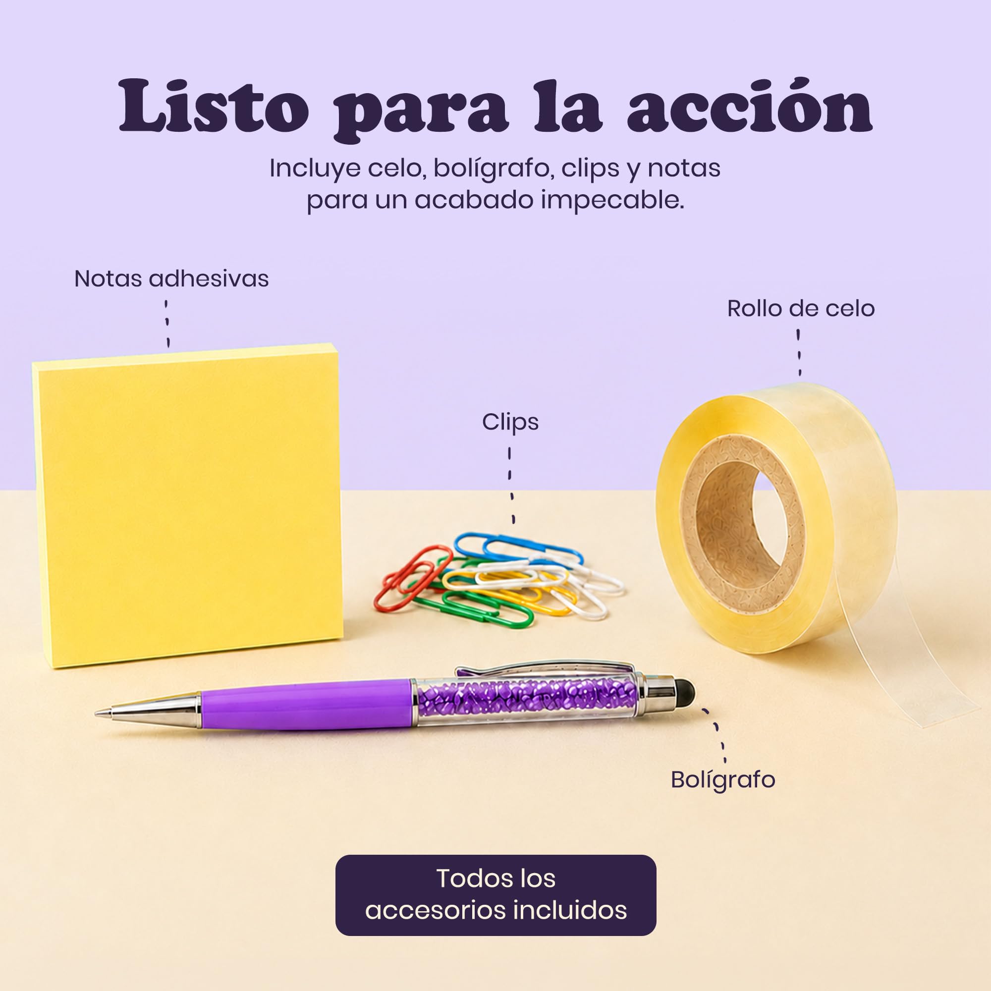 Rollo de cinta adhesiva con dispensador 15.2 x 14.8 x 6.6 cm 222 g Púrpura