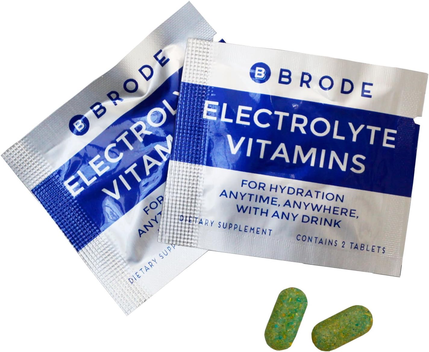 Brode Electrolyte Vitamin - Portable Zero-Sugar Electrolyte Tablets - No Gross Flavor - for Sports, Nightlife, Jetlag, 5 Essential Electrolytes + 9 Vitamins