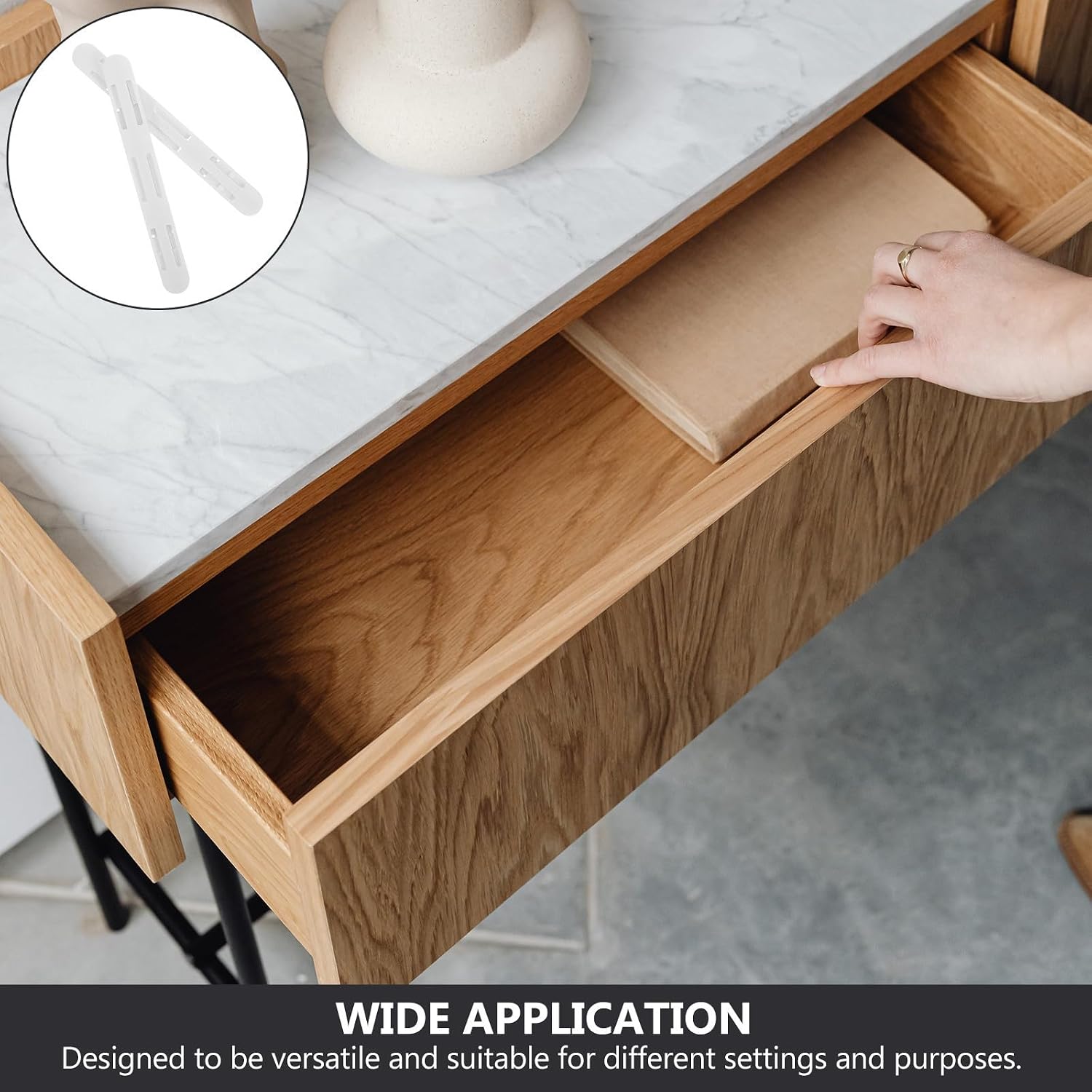 2pcs Multi-Functional Quiet Polymer Cabinet Hardware Drawer Slides | Damage-free Installation, Kitchen and Bathroom Cabinet Use, Easy-to-use Design for Storage Box Pull-out Track
