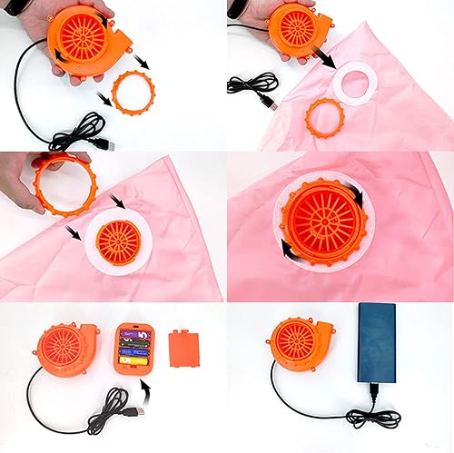 Miniatura 3 de Mini ventilador de ventilador inflable naranja para disfraz de dinosaurio, muñeca, cabeza de mascota, otros juegos inflables, trajes de ropa de