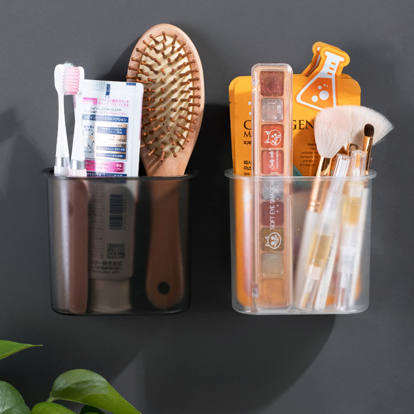 2 Packs Wall Mounted Toothbrush Holder, Self Adhesive Tooth Brush Holder for Bathroom Electric Toothbrush Toothpaste Razor Bathroom Accessories(Black) 2