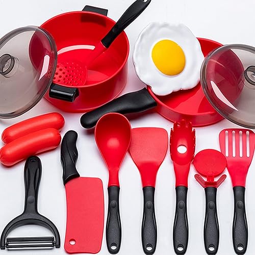 Miniatura 4 de Juego de cocina de 61 piezas, ollas de juego de simulación para niños, sartenes, utensilios de cocina, alimentos diarios, frutas, verduras, postre,