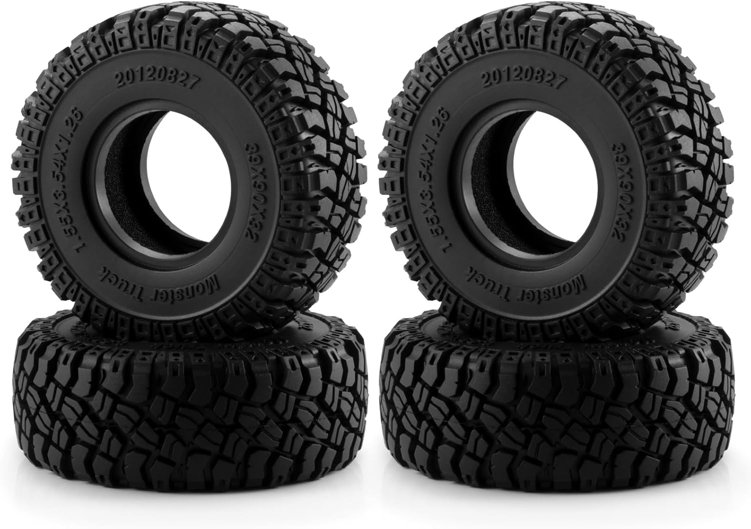 RCHUBAM 1.55" RC Wheel Tires 4PCS 1.55 RC Tires Rubber Mud Terrain Tyres Compatible with 1/18 Axial UTB18 Capra AX90069 RC Car D90 TF2 Tamiya CC01 LC70 LC80 Upgrades (A Style)