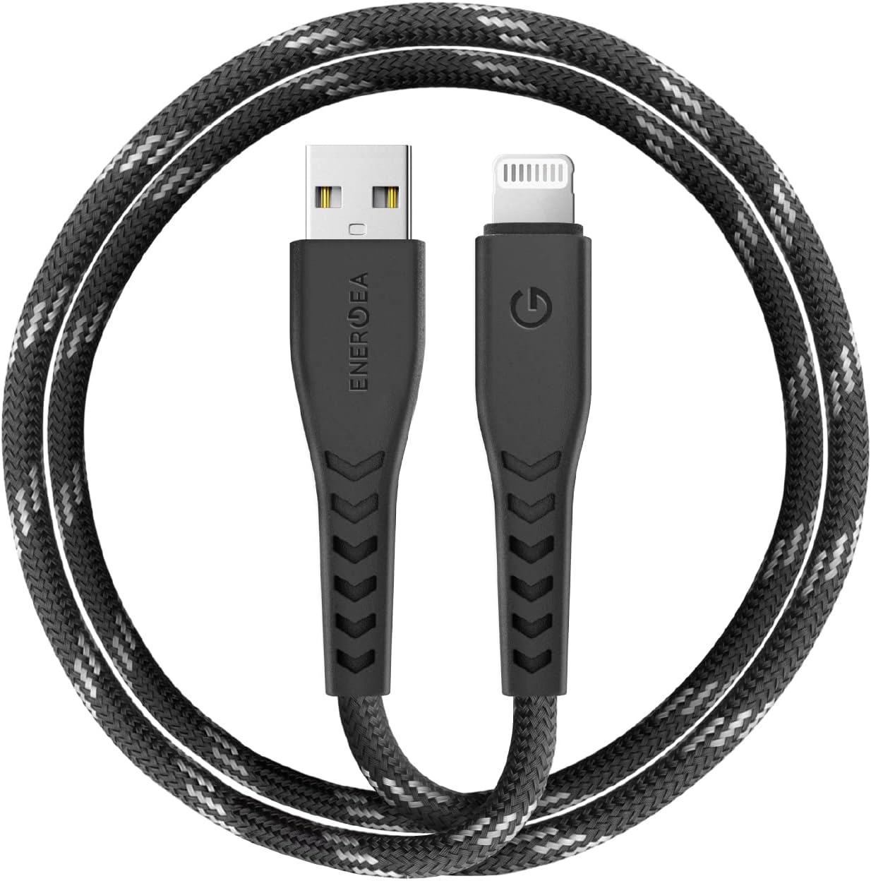 ENERGEA NYLOFLEX CABLE, CHARGE AND SYNC TOUGH LIGHTNING C89 MFI 1.5M – BLACK