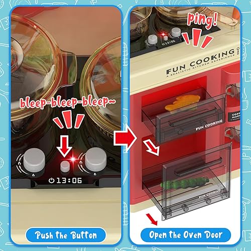 Miniatura 7 de Juego de cocina de 35 piezas para niños con sonidos de luces, juego de cocina de juguete de comida, juguetes de cocina para niños de 3, 4, 5, 6, 7,