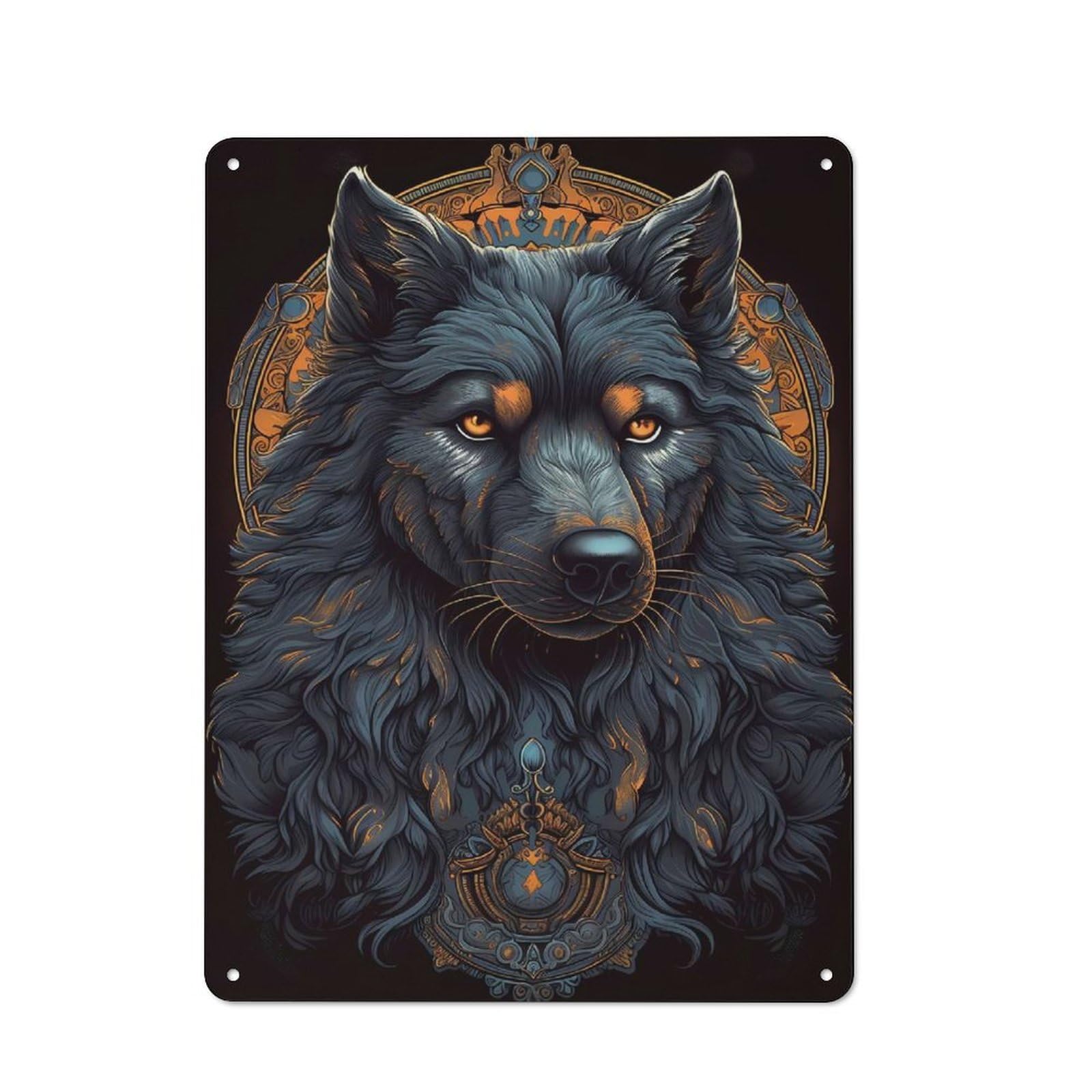 Junmoney Style-5 Industrial Metal Sign With Alaskan Malamute Dog Design 40X30cm, Clean Industrial Urban Room Decor For Flat, Bar, Studio Or Gallery Wall