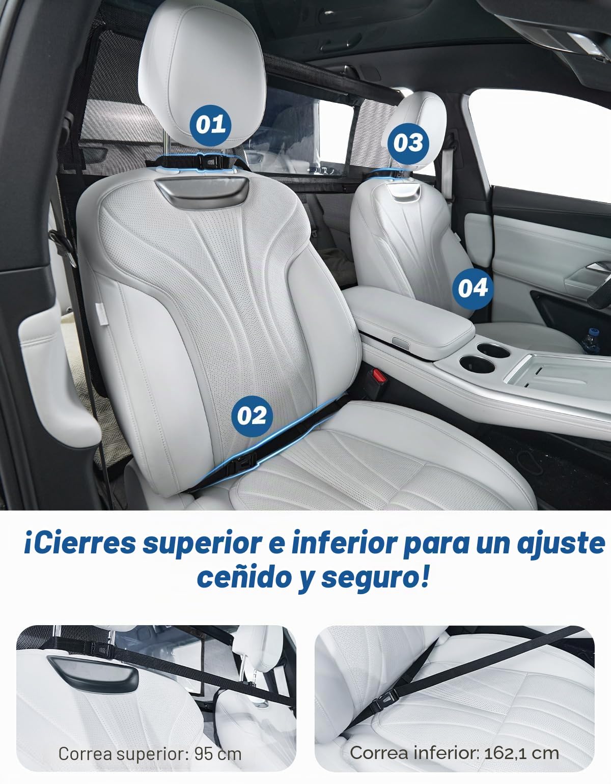 JOYTUTUS Rejilla para perros de coche, red de protección, barrera de separación con ventana de visualización, rejilla separadora universal para perros, 132 * 79 cm, para coches, SUV, camiones