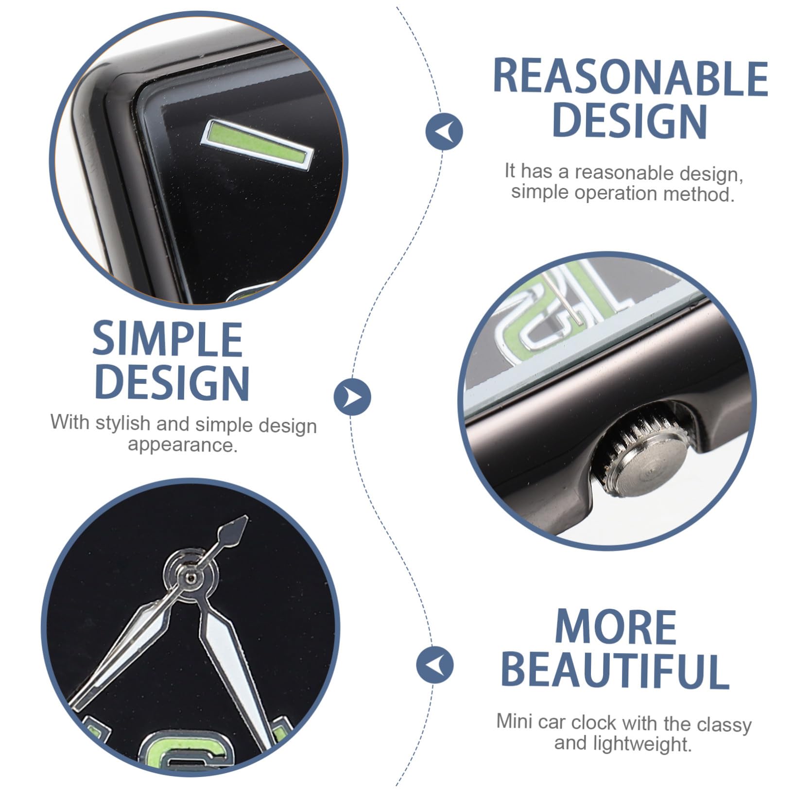 HANABASS Reloj Analógico Batería de Botón Cuadrado para Salpicadero de Coche Aleación y Vidrio Diseño Simple y Elegante para Oficina y Escuela