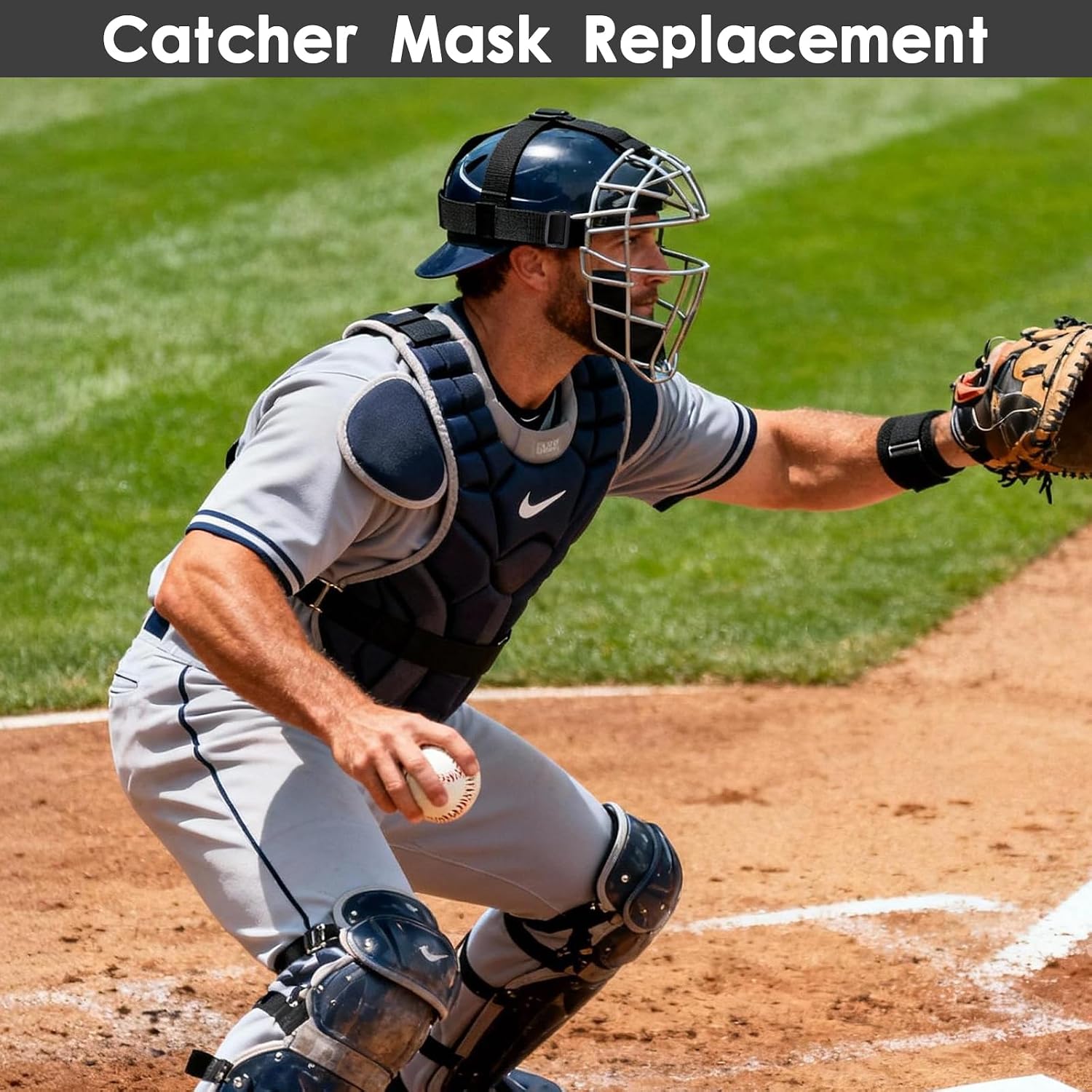 Umpire Softball Mask Straps,Elastic Catcher Mask Harness Replacement,Face Mask Strap Goalie Helmet Repair Kit for Adult Daily Training Competition