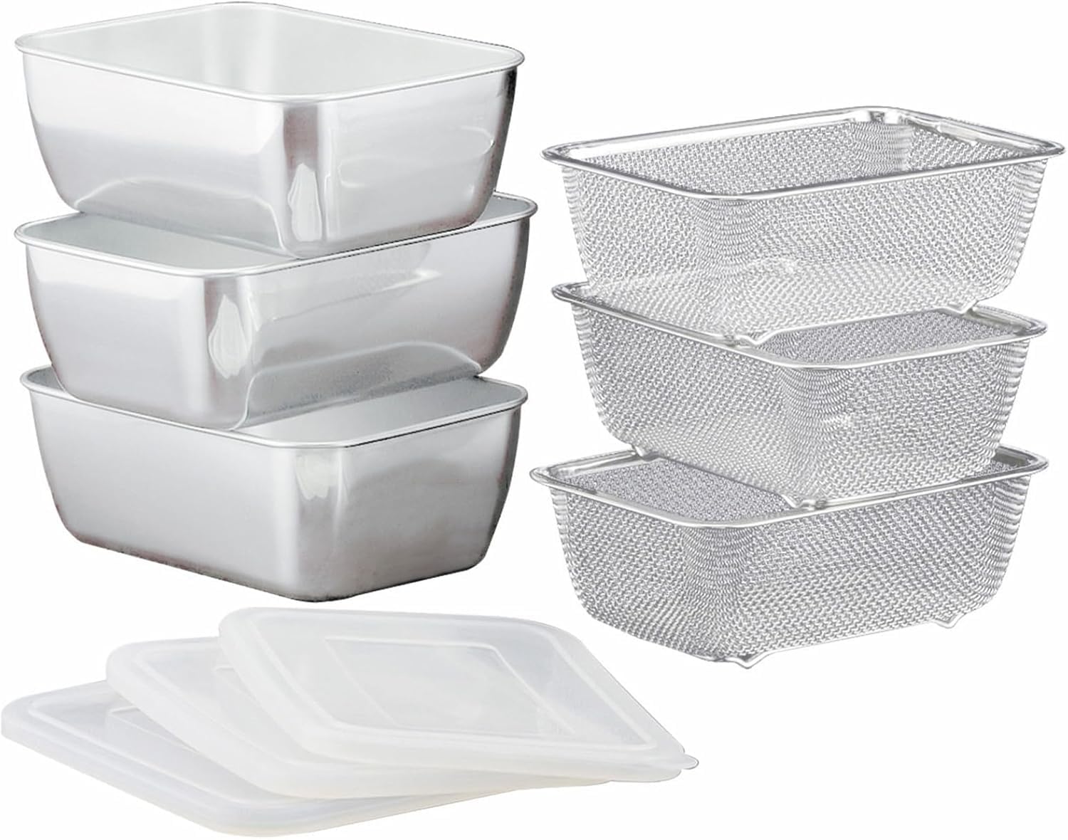 Amazon | 保存容器 角バット ザルセット 3個組セット 【日本製】 食洗
