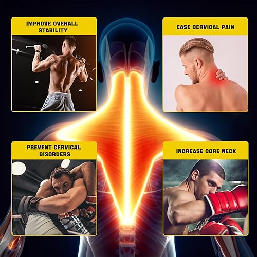 Miniatura 5 de Arnés de cuello para aumentar la fuerza del núcleo del cuello, ejercitador de cuello con cadena de acero resistente de 30 pulgadas para levantar