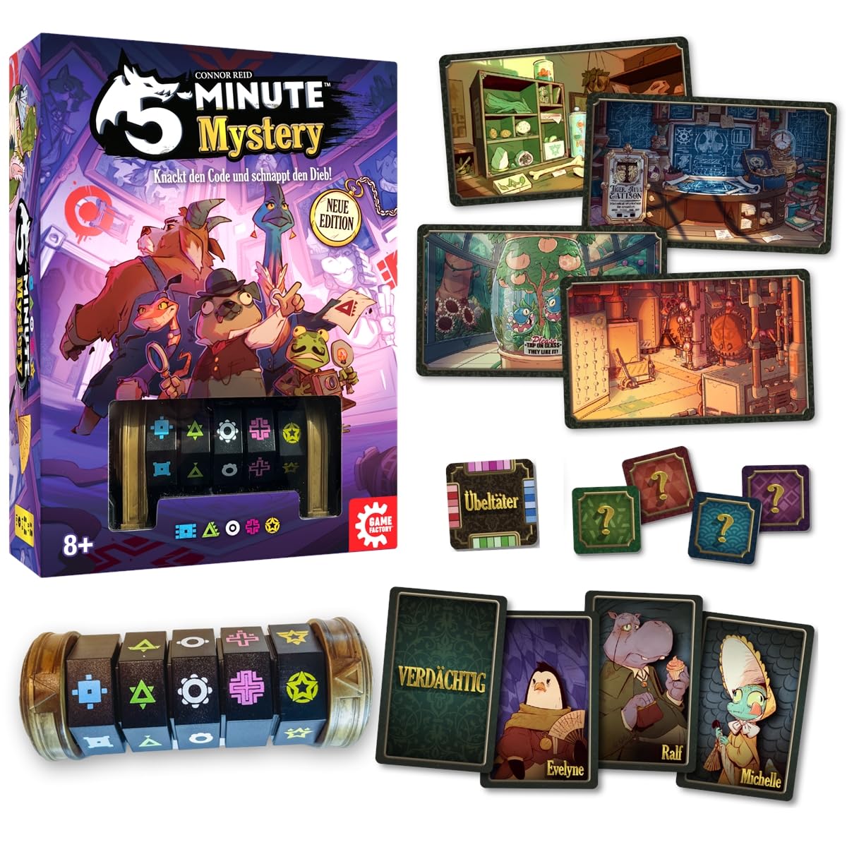 Game Factory 646284 Mistero di 5 minuti, Ricerca cooperativa nel tempo, Gioco da tavolo per bambini da 8 anni in su, Codifica e aziona il ladro, Multicolore, Versione Tedesca