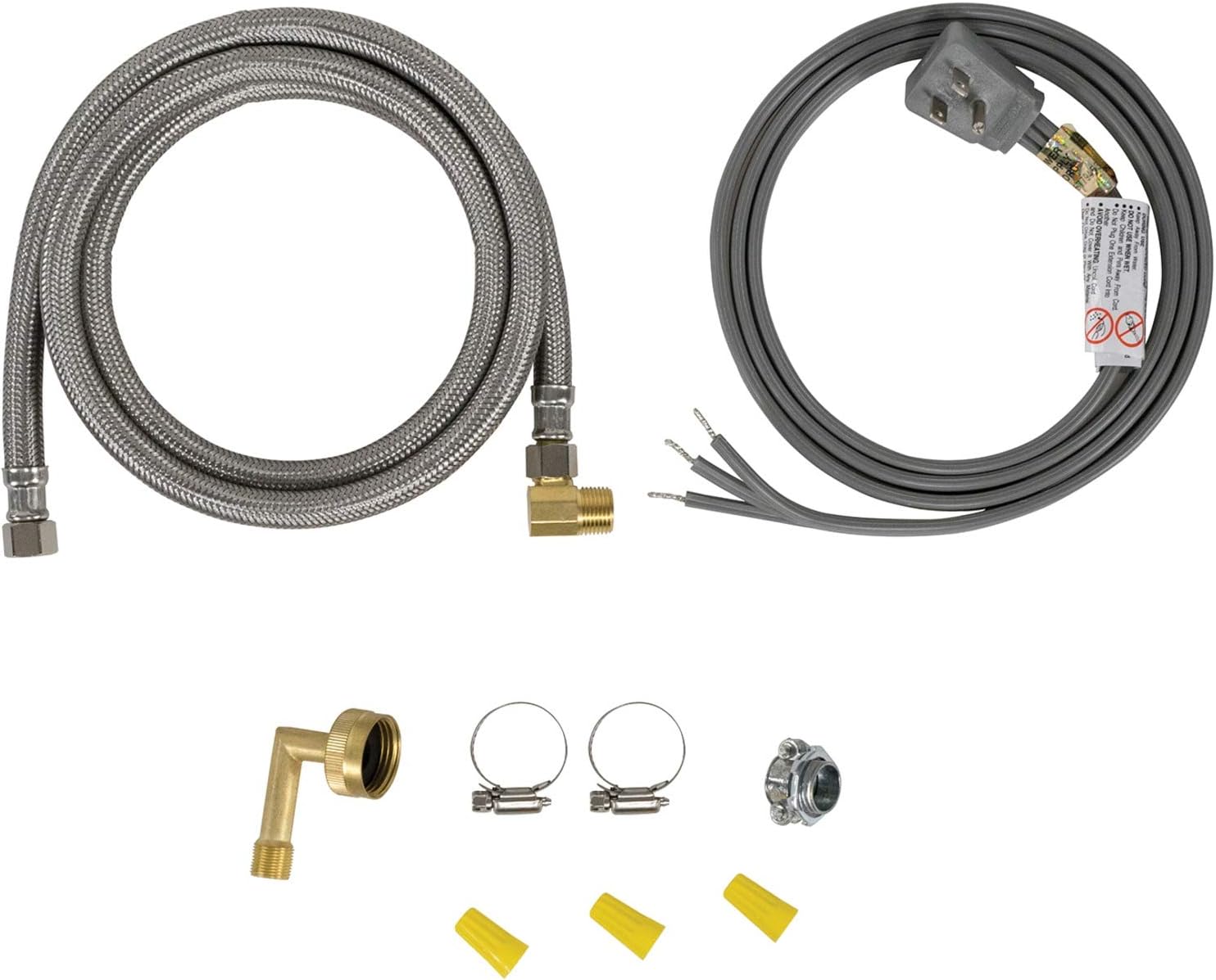 Certified Appliance Accessories Dishwasher Installation Kit with Dishwasher Hose and 3 Wire Power Cord, 6 Feet, 90 Degree Plug Head