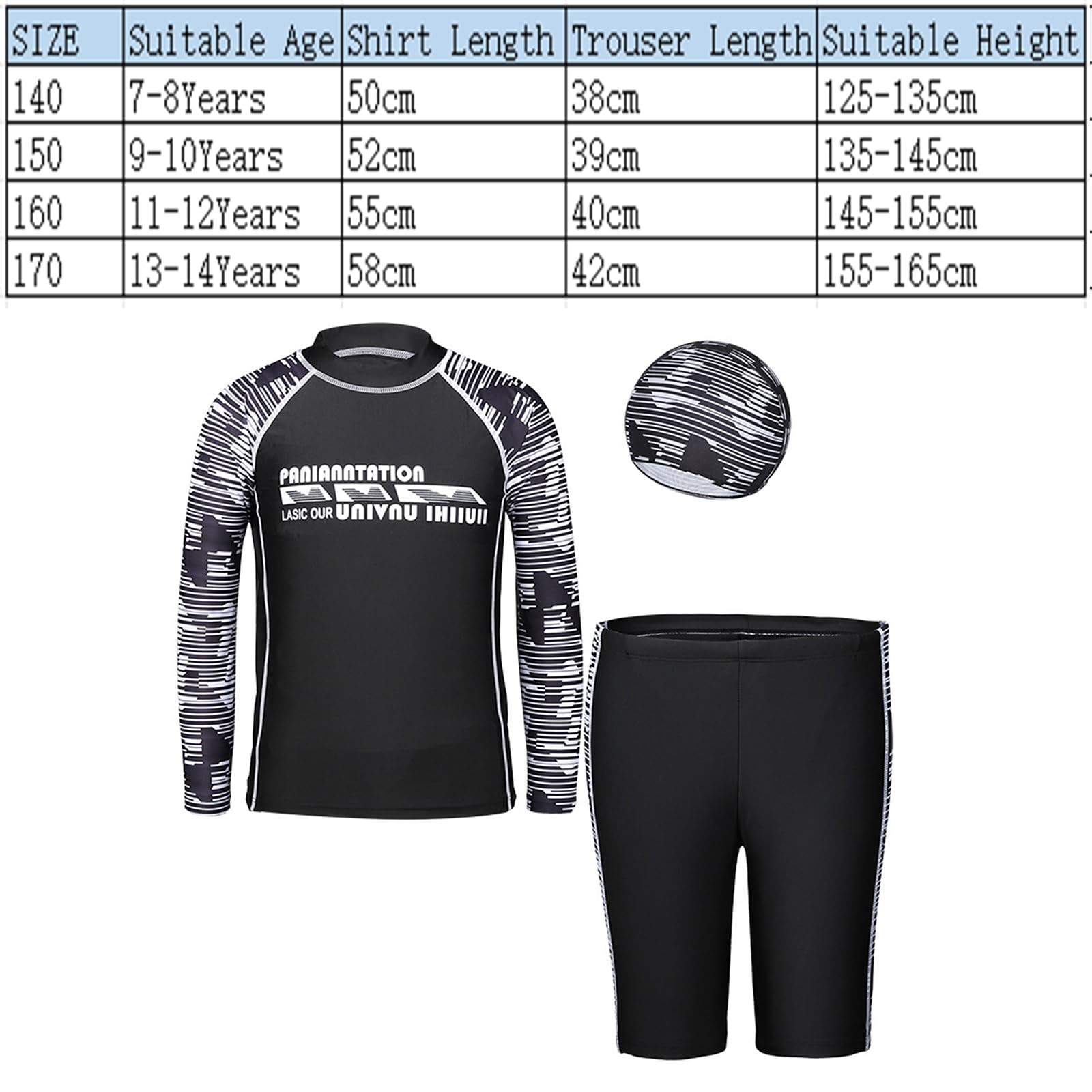Traje de baño para niños con protector de erupción, 3 piezas, manga larga, trajes de baño de secado rápido con traje de baño
