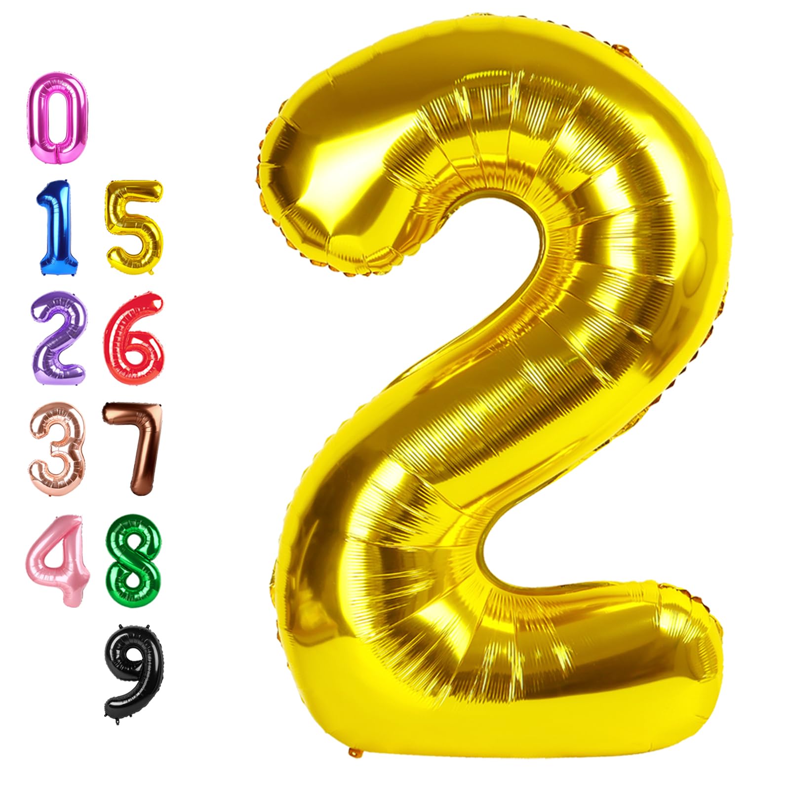 Number Balloons 2 Balloon 40 inch Gold for 2nd Birthday Party Decorations