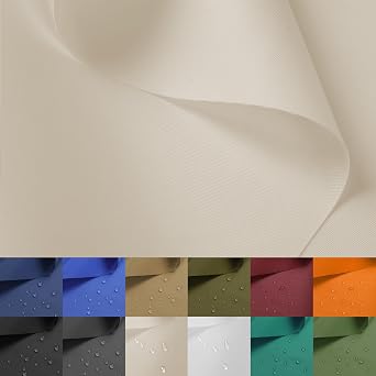 Nylon Fabric, 58"W 420D Waterproof Fabric 5 Yard Ripstop Nylon Material Outdoor Upholstery Twill Sewing Material for Patio Chair, Lining, Cushion, Purse, Tote Bag, Tent, Tarp Cover, DIY Project Ivory