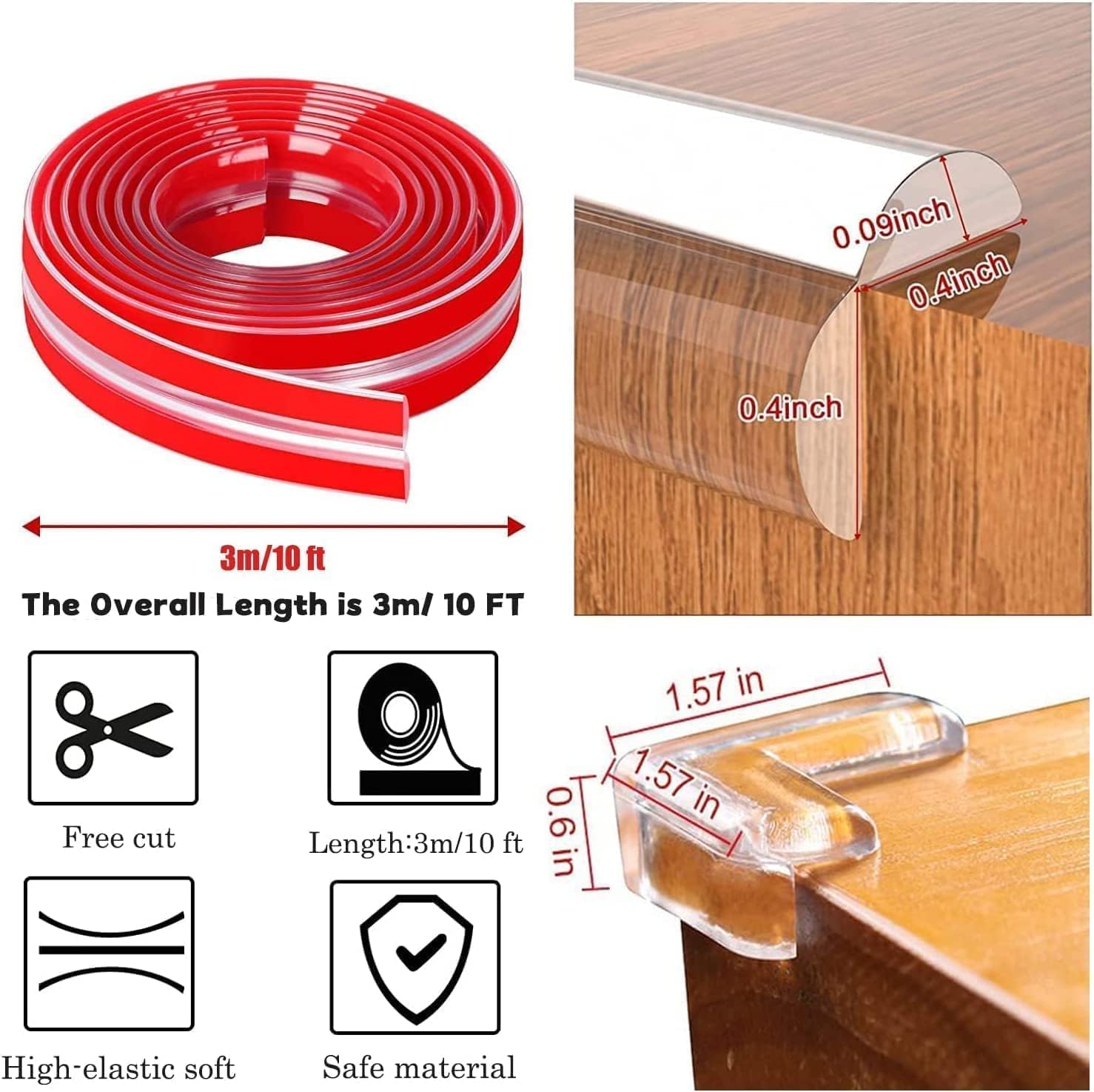Qivela Baby Proofing Edge Protector Strip, Soft Silicone Child Proof Safety Bumper Cover for Furniture, Table, Desk, Crib, Gate, Bed, Wall (4-Meter) 1