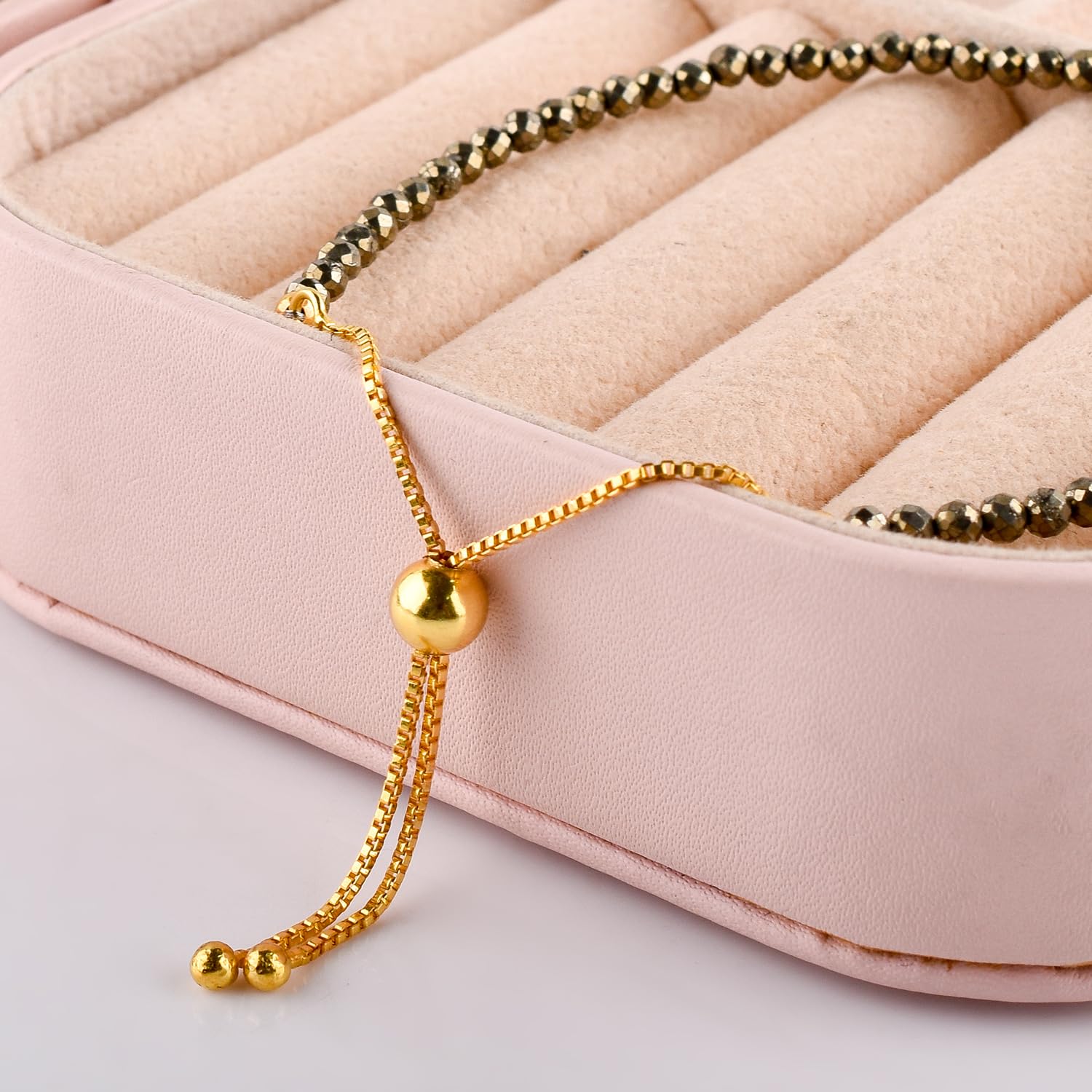 InfinityGemsArt Bracelets For Women, Birthstone Jewelry, Micro Beads Beaded Stone Bolo Slider Crystals Gemstones Bracelet, 14K Gold Plated Adjustable Chain, Mother's Day - Image 7