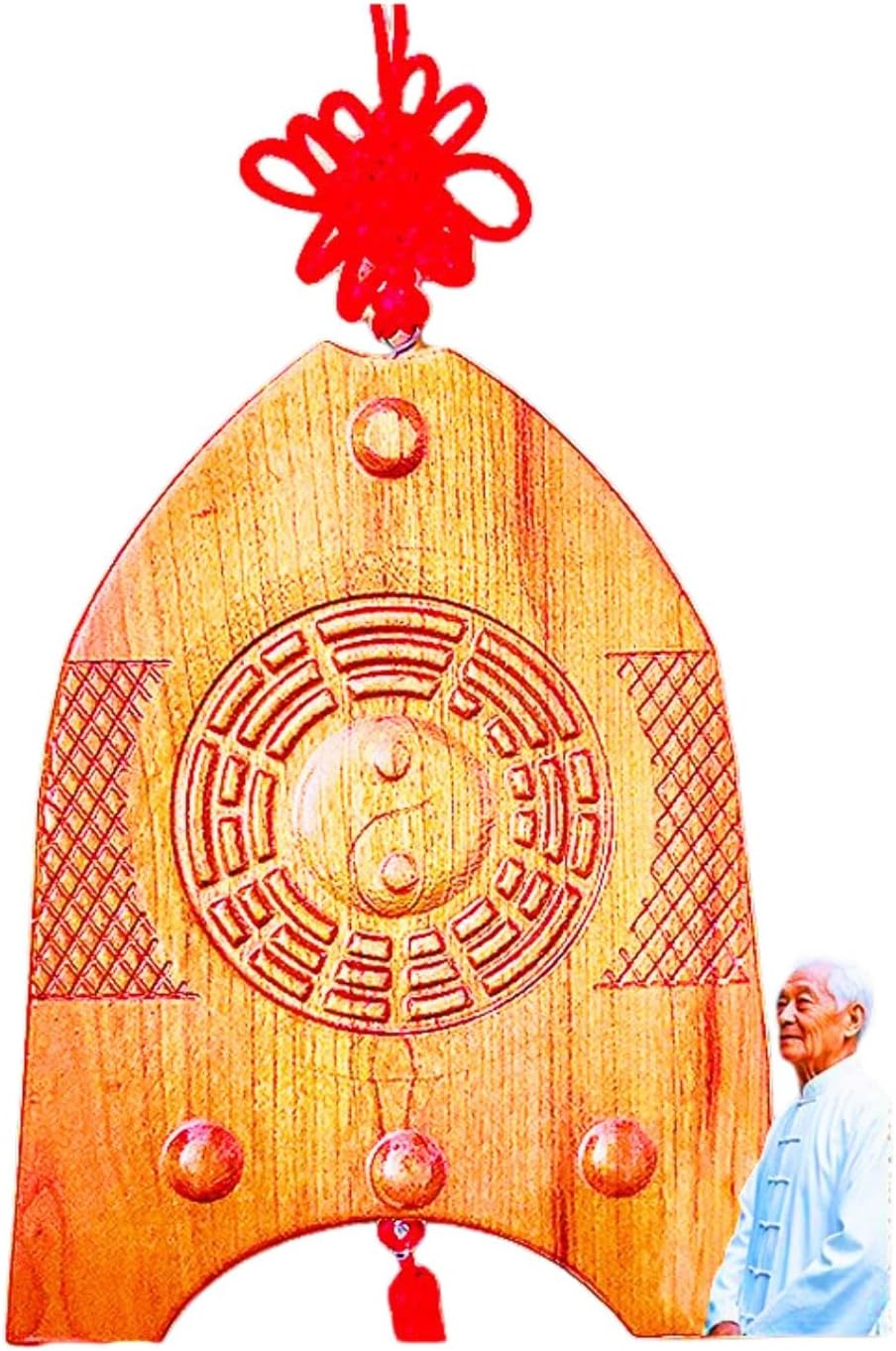 桃木富贵鱼双鱼八卦镜富贵有余入户门对门阳台窗户客厅穿堂风 Feng Shui Good Amulet fengshui Chinese Tassel Ornaments-2076