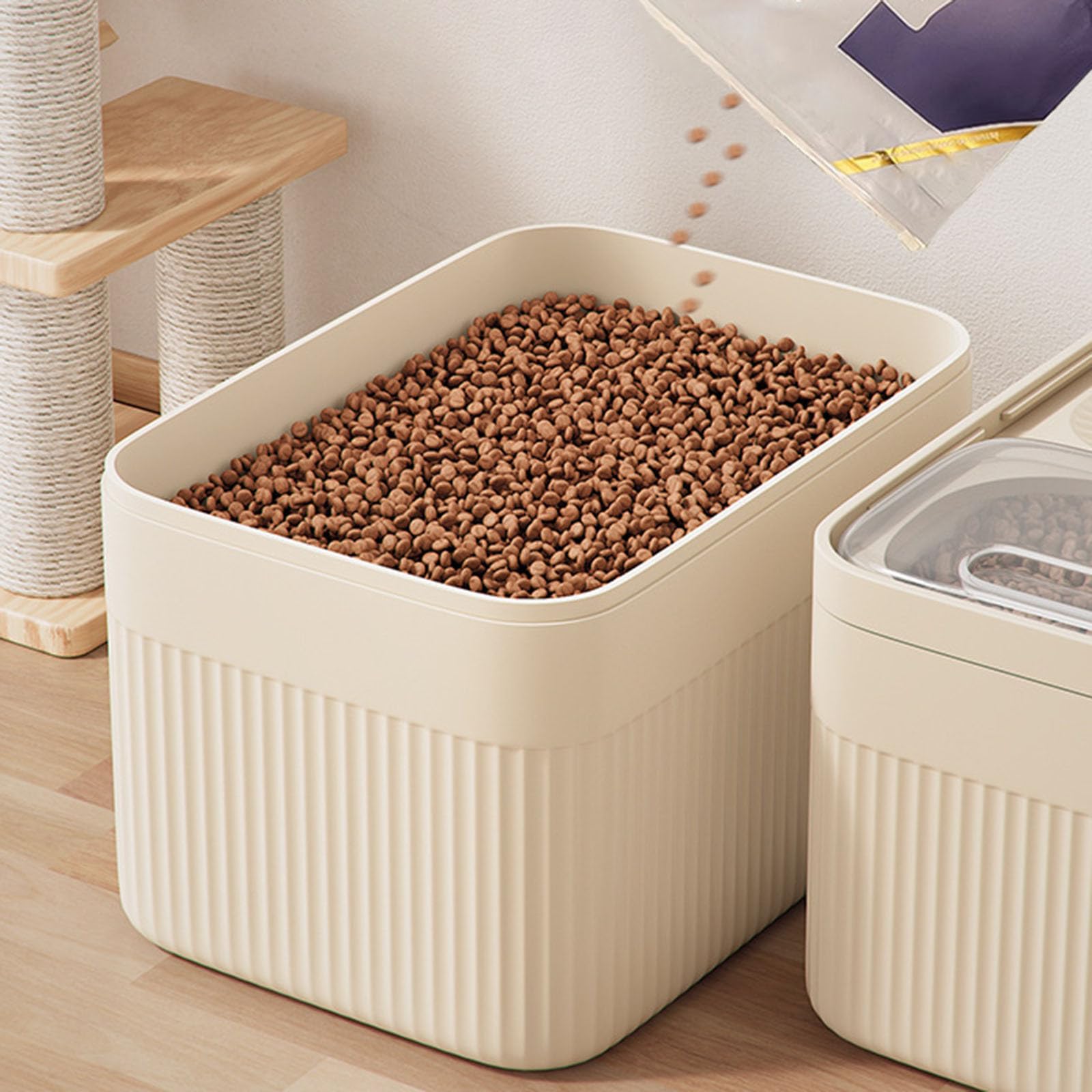 Générique Conteneur Croquettes Chien Et Chats,Boite Pour Animaux En Plastique,Capacité 4Kg, Rangement HerméTique Anti-Odeurs, Pour Aliments, Nourriture Animaux De Compagnie,24X17X18Cm (blanc)