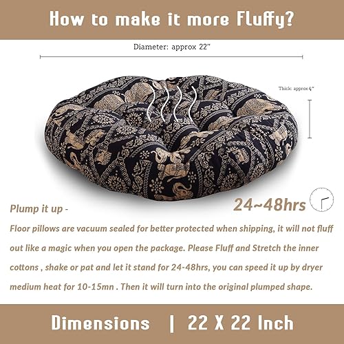 Vista 33 de Cojines cuadrado para sentarse en el suelo 22” x 22”, suave grosor, para yoga, meditación, puf, tatami, cojín para leer en el suelo, cojín