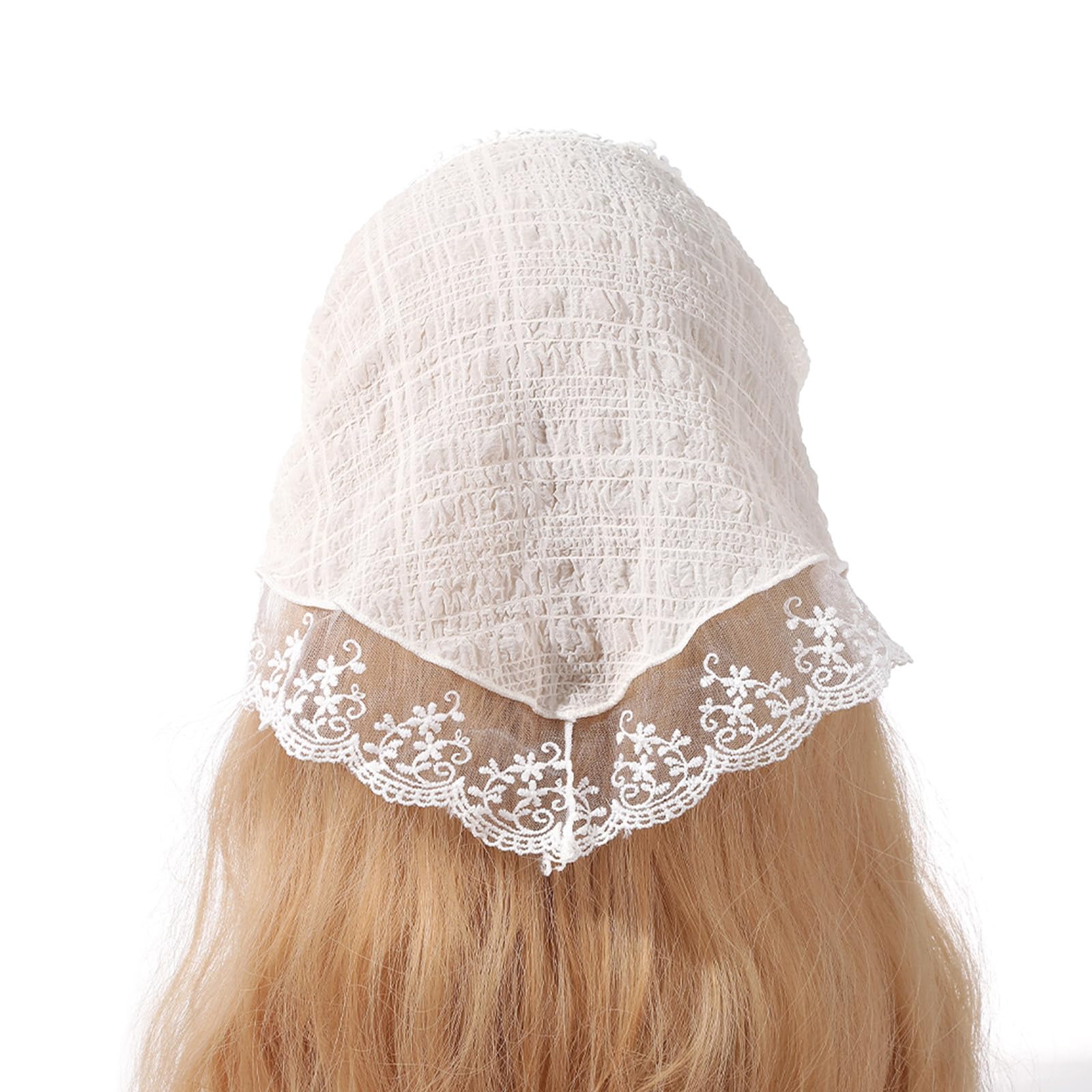 Fentency Elegant Women Lace Flower Triangle Headband Sunproof Lace Triangle Bandana for Sweet Girls Camping Taking Photo