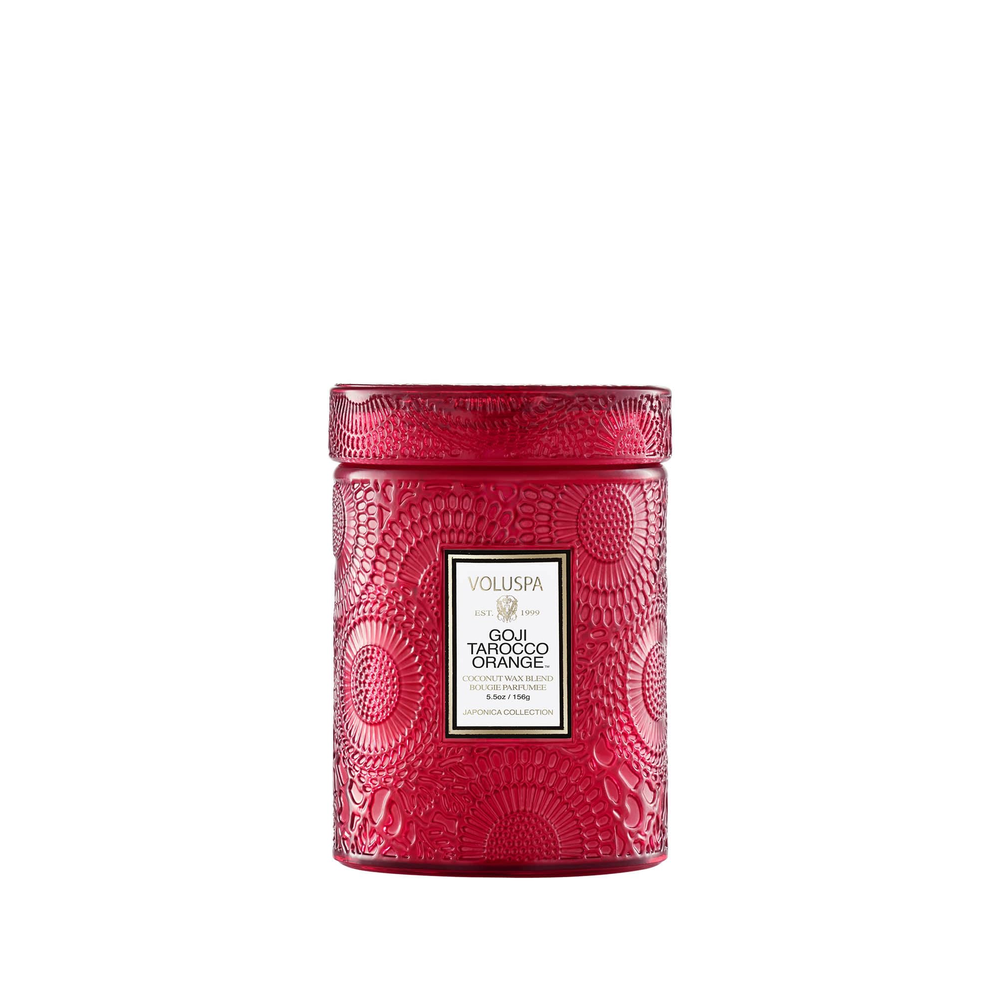 Voluspa Goji Tarocco Orange, Small Candle Jar, 5.5 oz, 50 Hour Burn Time, Coconut Wax for Clean Burning, Handcrafted in the USA