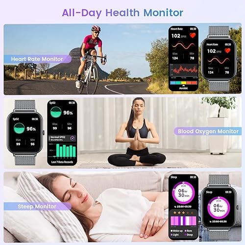Miniatura 3 de Reloj inteligente para mujer con rastreador de ejercicios reloj inteligente de llamadas Bluetooth de 1.83 pulgadas con monitor de presión arterial