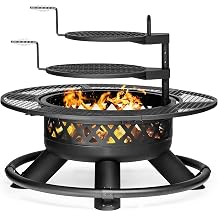 Panovue 47 Inch Outdoor Wood Burning Fire Pit with 2 Grills Extra Large
