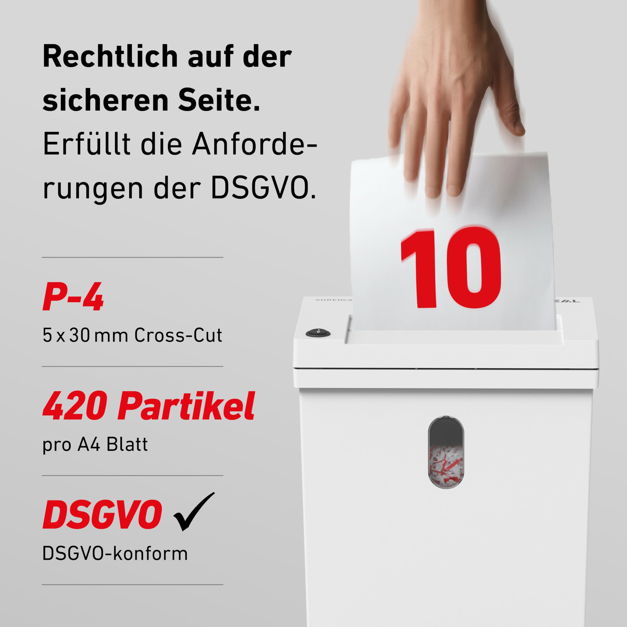IDEAL Shredcat 8100 CC Aktenvernichter P4, 10–12 Blatt (80-70 g/m²), leise, 20L, Partikelschnitt 5×30 mm, Auto Start/Stopp, DSGVO-konform, Home Office & Büro Schredder